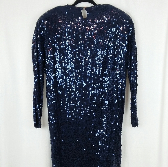 Vintage Circa 1985 Silk & Sequin Cocktail Dress - Picture 2 of 8